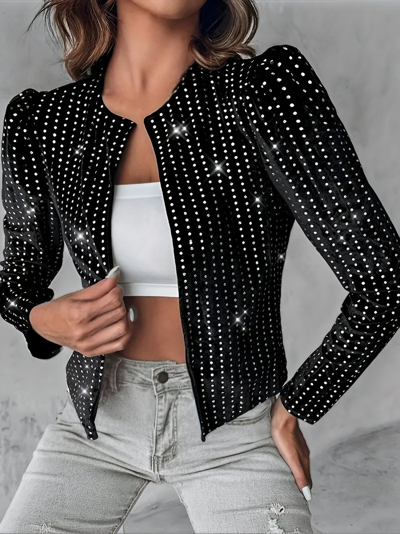 Eva | Luxuriöse Shimmer Paillettenjacke