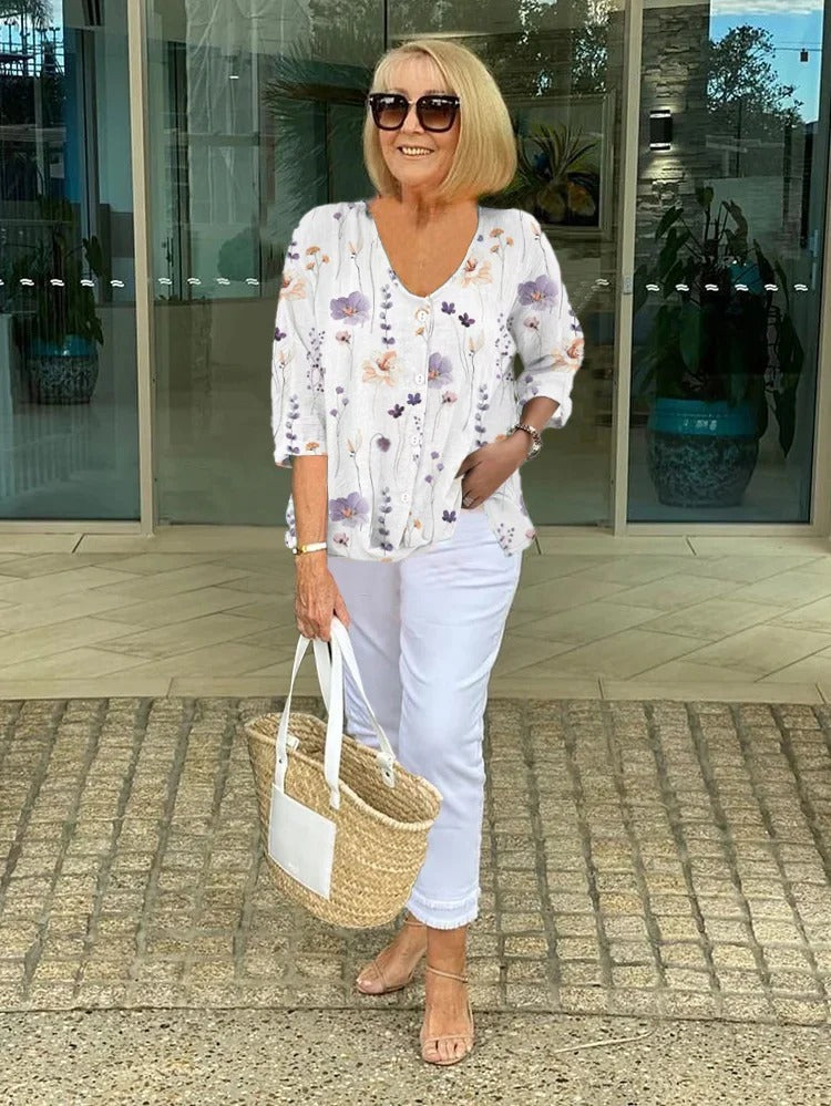 MARLOE - ELEGANTE BLUSE MIT BLUMENMUSTER