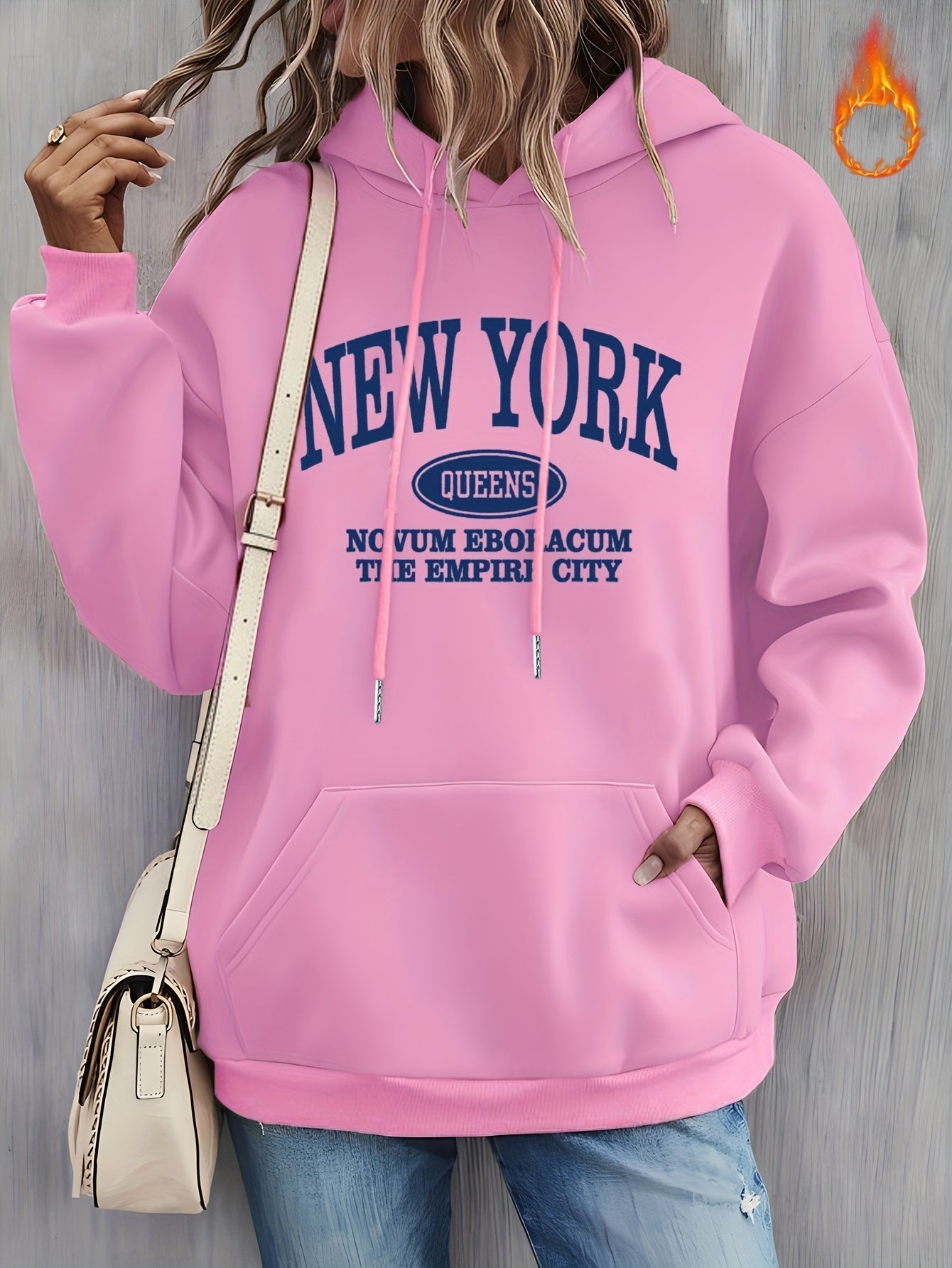 Elisa® | Kapuzenpullover mit New York-Print und Kordelzug
