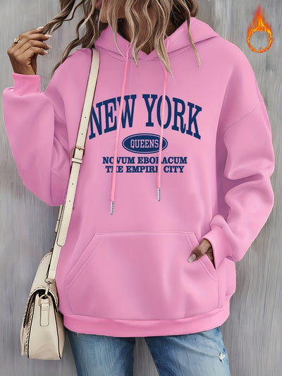 Elisa® | Kapuzenpullover mit New York-Print und Kordelzug