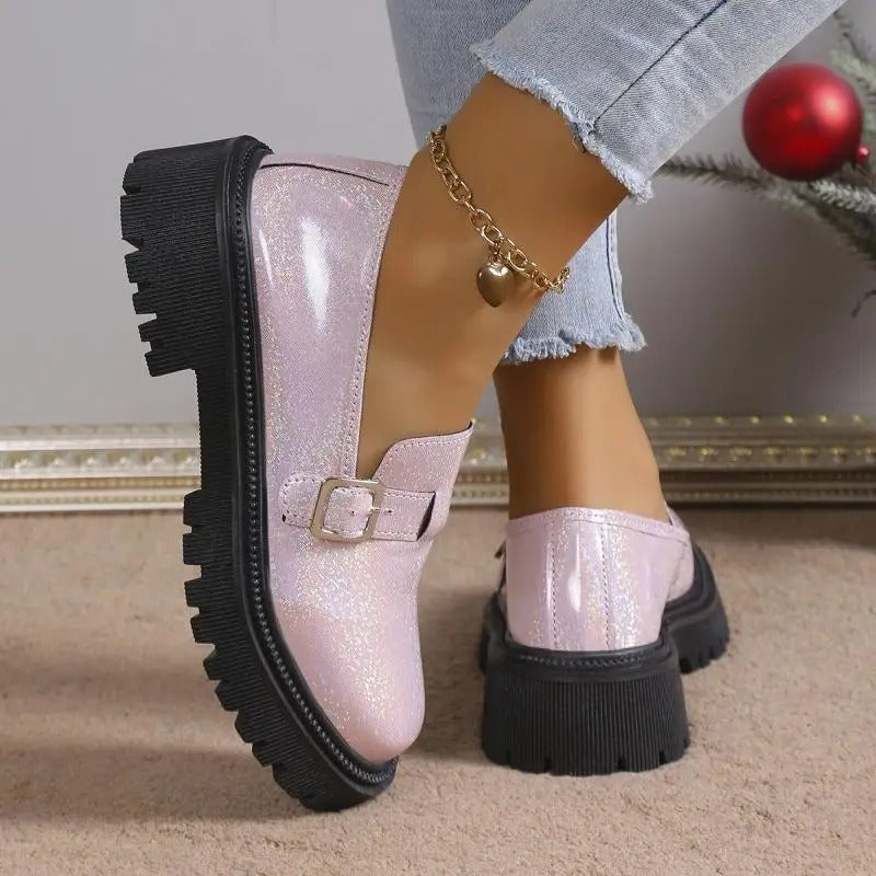 Maxime - Schimmernde Plateau-Loafer für Damen