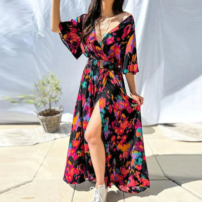 Bohème Kleid mit tiefem Schlitz Lyna