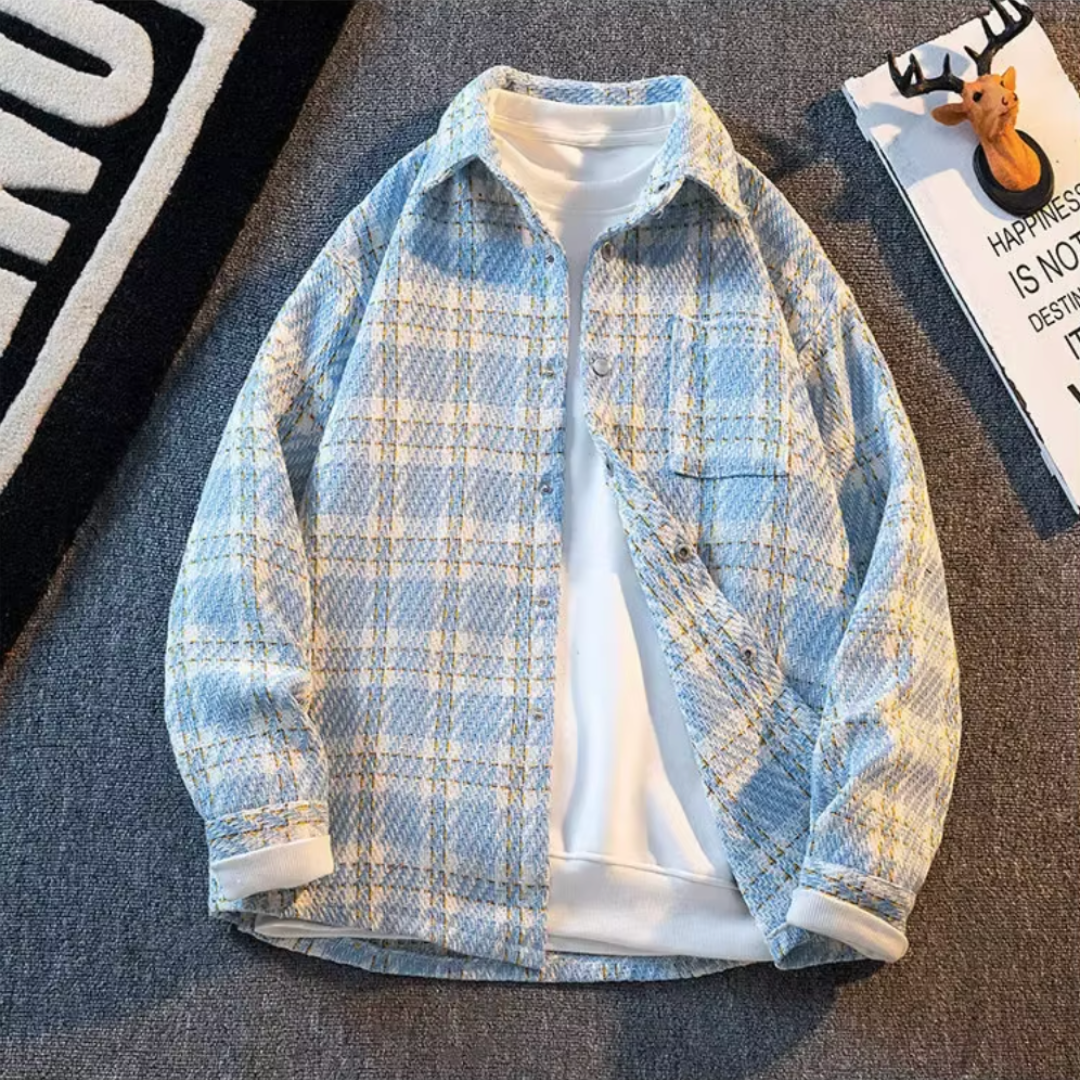 Karierte Strickjacke für Herren