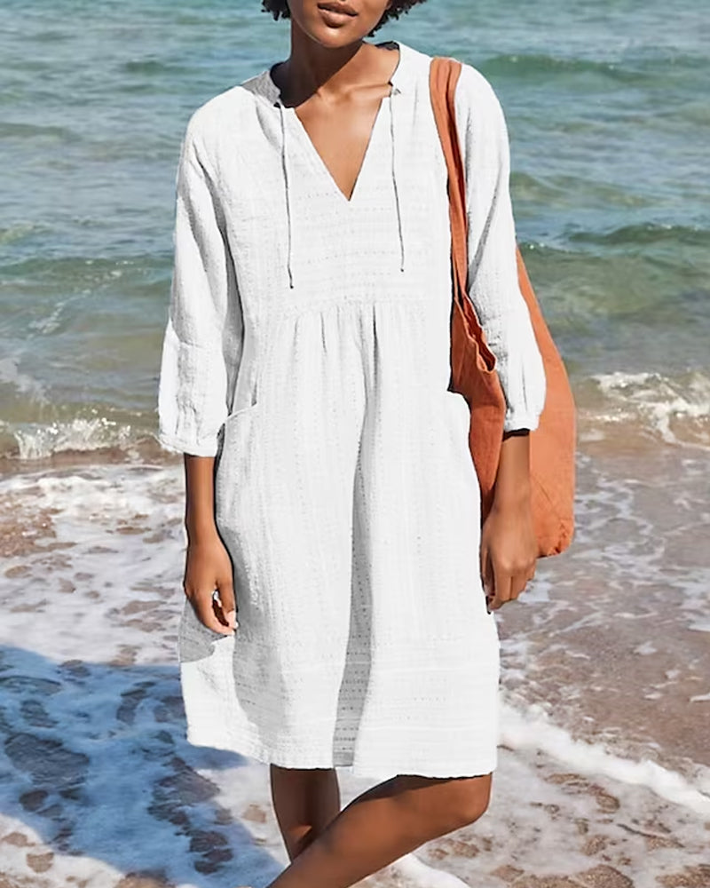 Unifarbenes Kleid mit Taschen Vianne