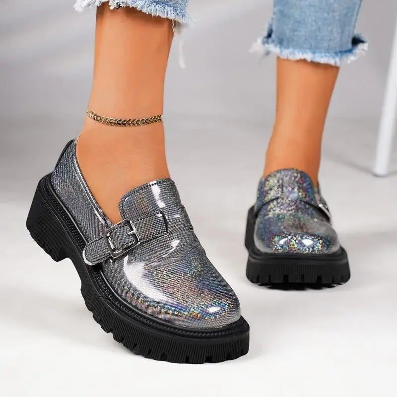 Maxime - Schimmernde Plateau-Loafer für Damen