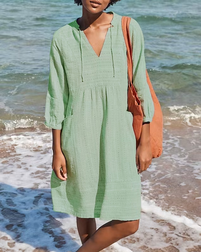 Unifarbenes Kleid mit Taschen Vianne