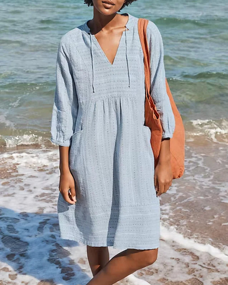 Unifarbenes Kleid mit Taschen Vianne