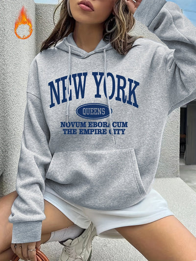 Elisa® | Kapuzenpullover mit New York-Print und Kordelzug