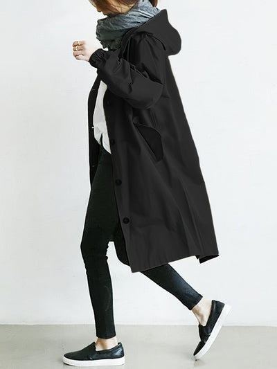 Florencia® | Langärmliger Trenchcoat mit Kordelzug und Kapuze