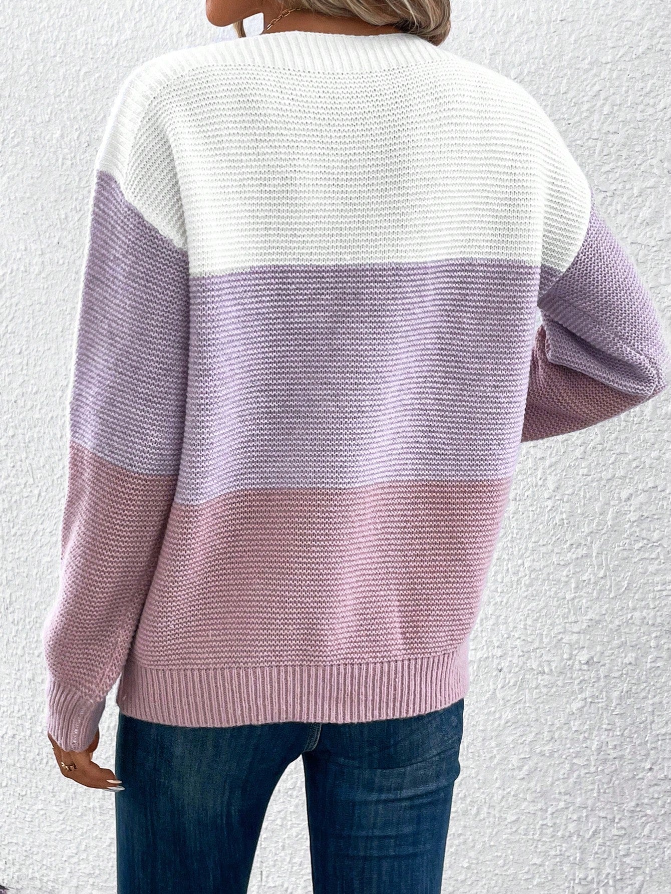 Gali | Eleganter dreifarbiger Patchwork-Pullover für Frauen