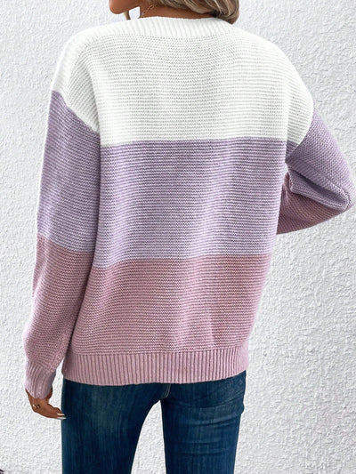 Gali | Eleganter dreifarbiger Patchwork-Pullover für Frauen
