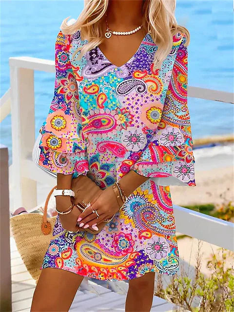 Farbenfrohes Sommerkleid mit Druck Carel