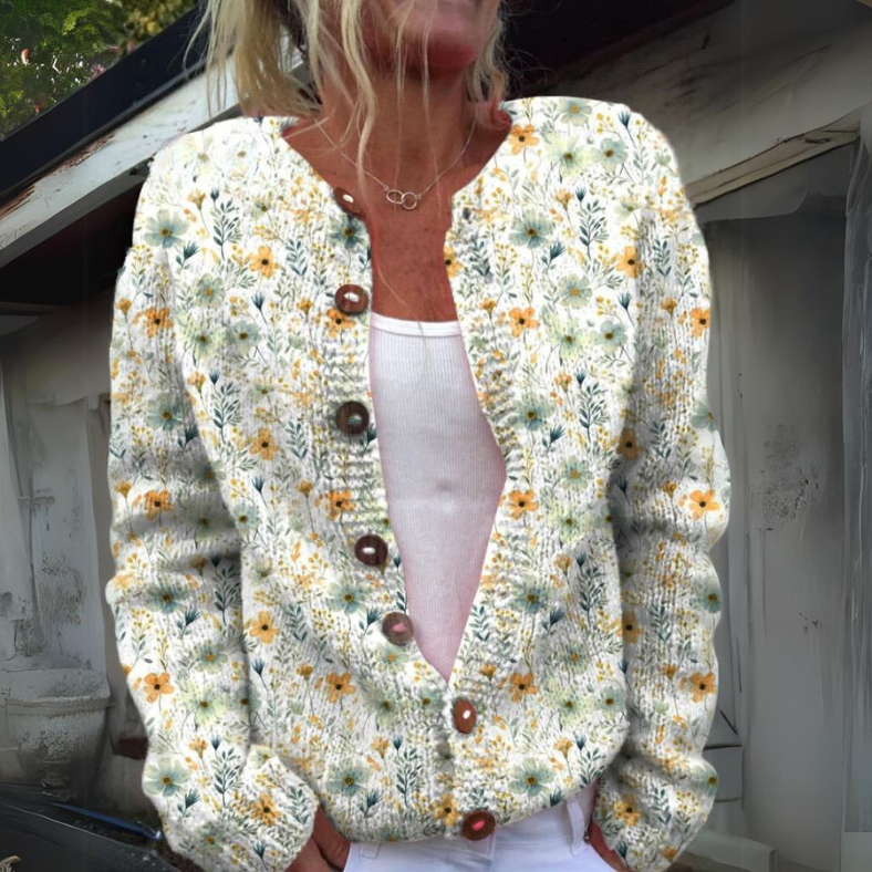Geblümte Strickjacke für Damen