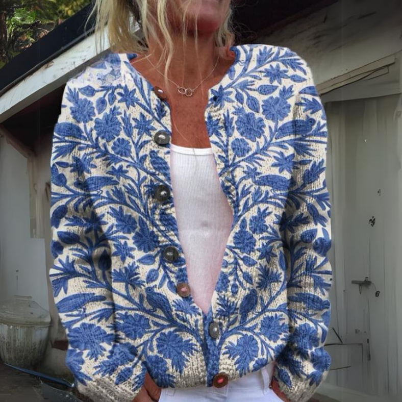 Geblümte Strickjacke für Damen