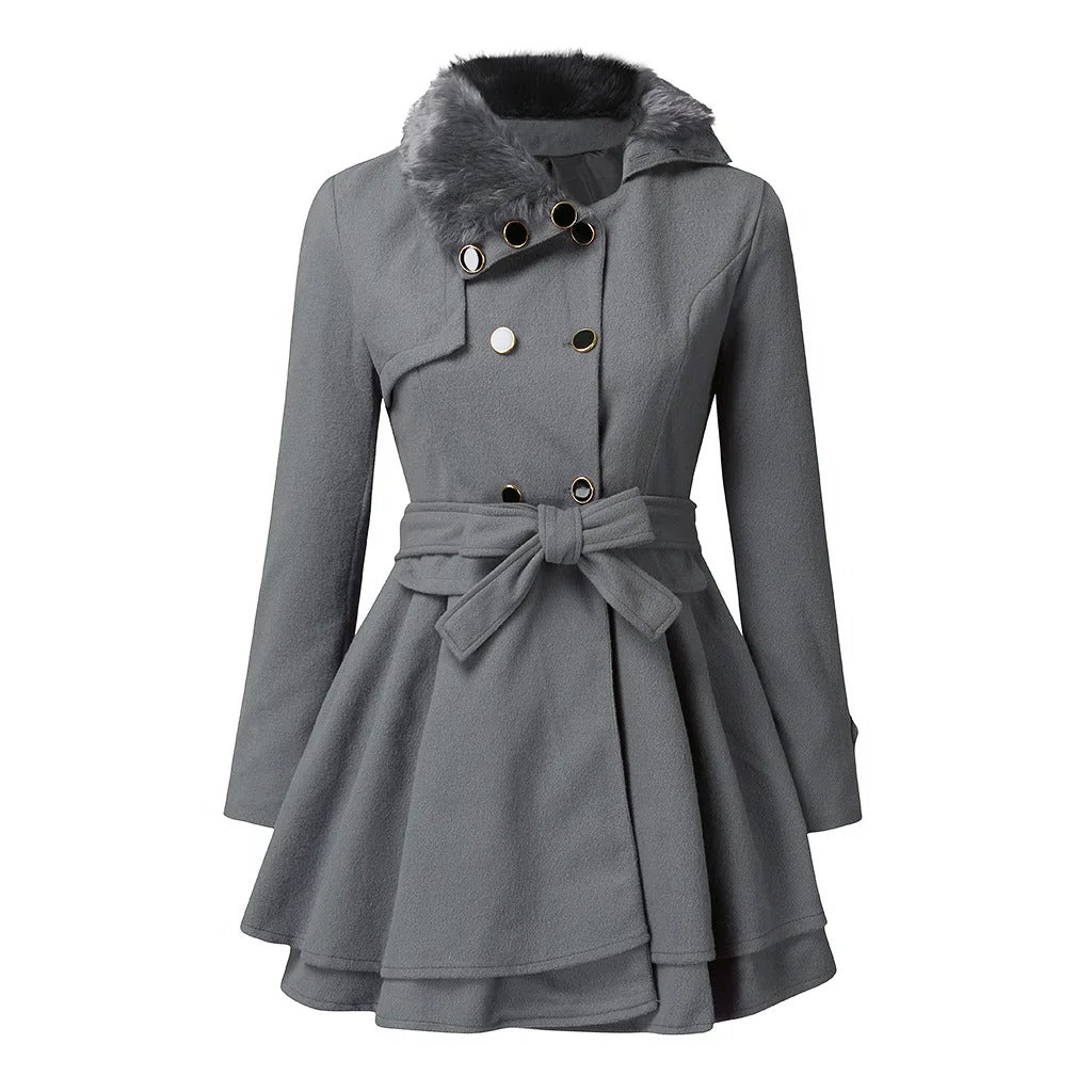 Fabiola® | Schicker Trenchcoat mit veganem Fell