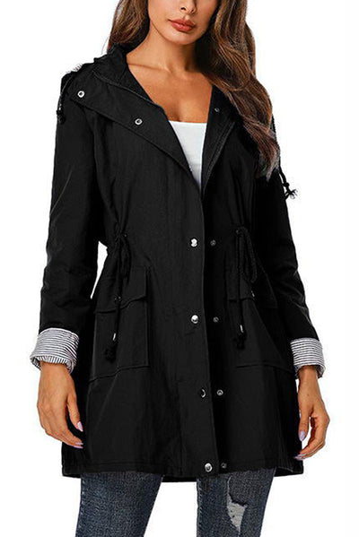 Sofia® | Wasserabweisende, gestreifte Windjacke mit Kapuze und Regenjacke