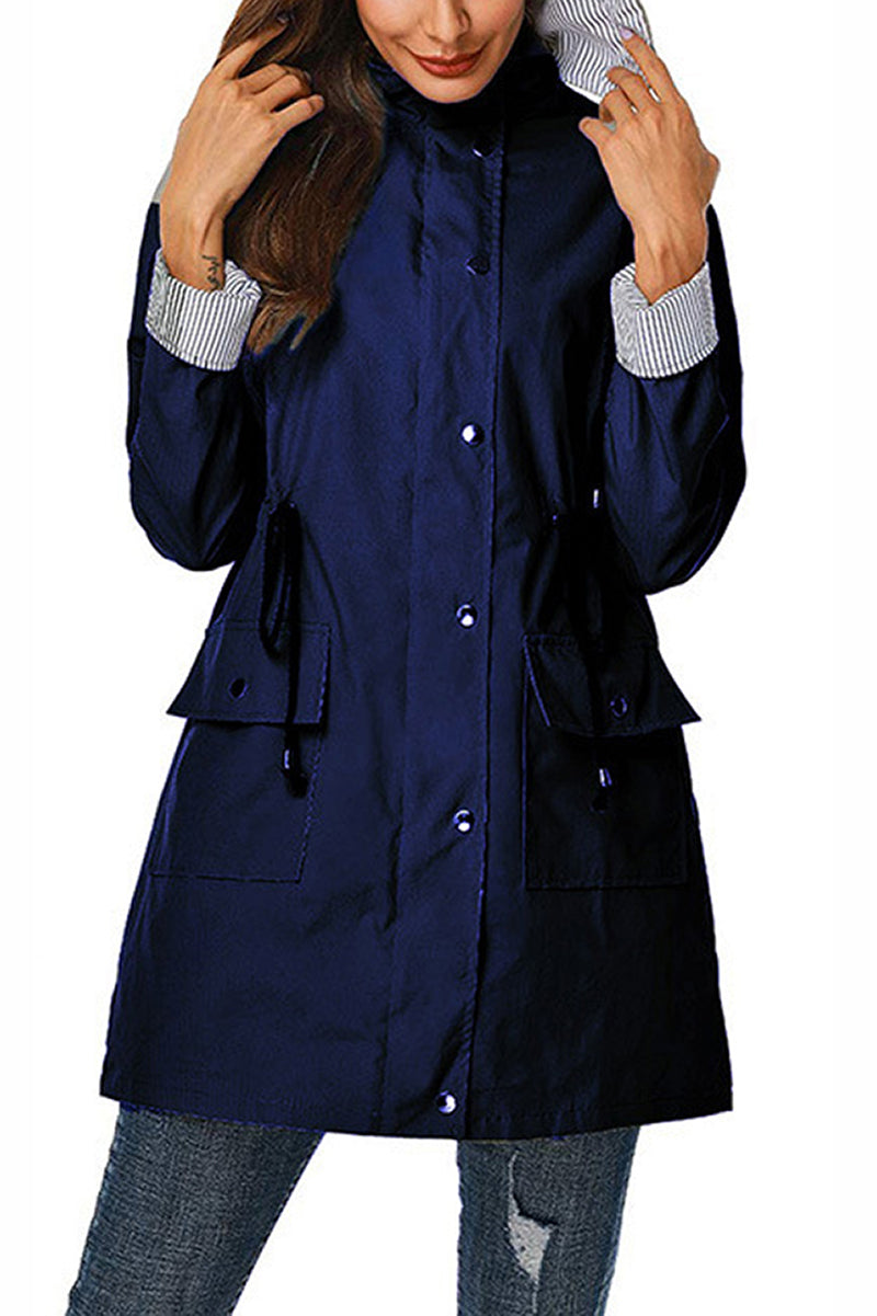 Sofia® | Wasserabweisende, gestreifte Windjacke mit Kapuze und Regenjacke