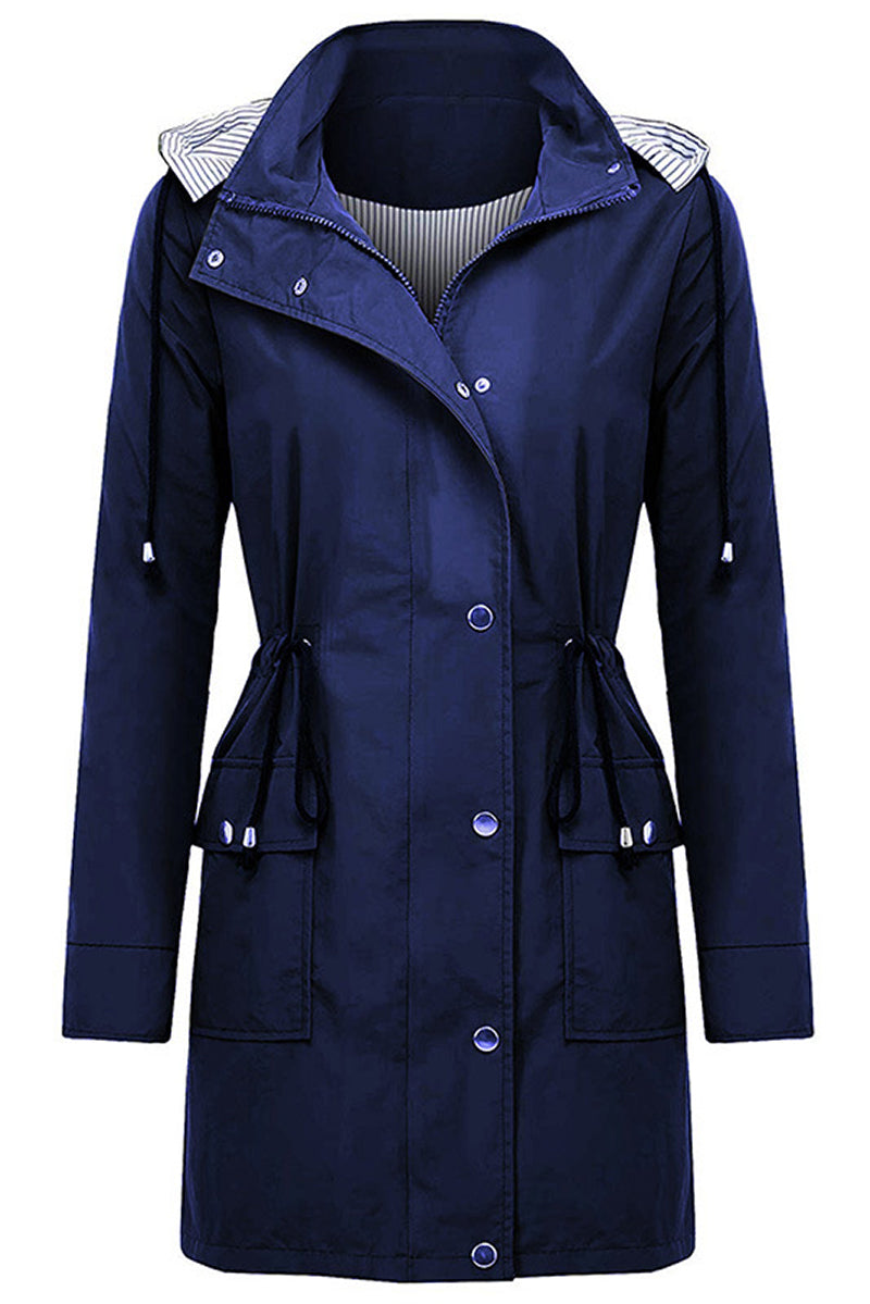 Sofia® | Wasserabweisende, gestreifte Windjacke mit Kapuze und Regenjacke