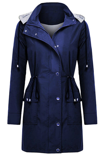 Sofia® | Wasserabweisende, gestreifte Windjacke mit Kapuze und Regenjacke