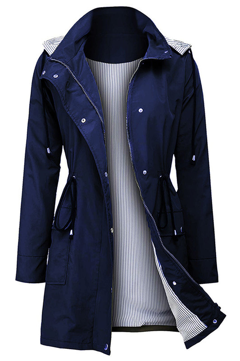 Sofia® | Wasserabweisende, gestreifte Windjacke mit Kapuze und Regenjacke