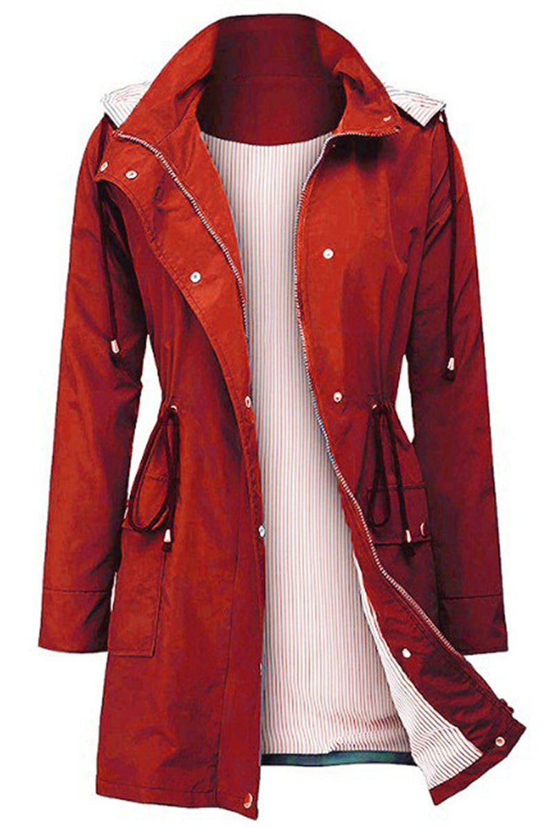 Sofia® | Wasserabweisende, gestreifte Windjacke mit Kapuze und Regenjacke