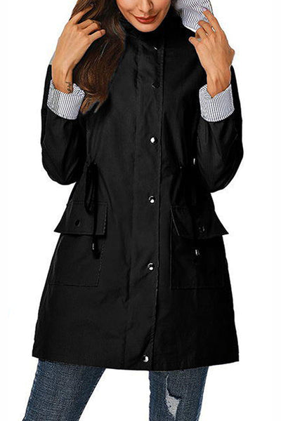 Sofia® | Wasserabweisende, gestreifte Windjacke mit Kapuze und Regenjacke