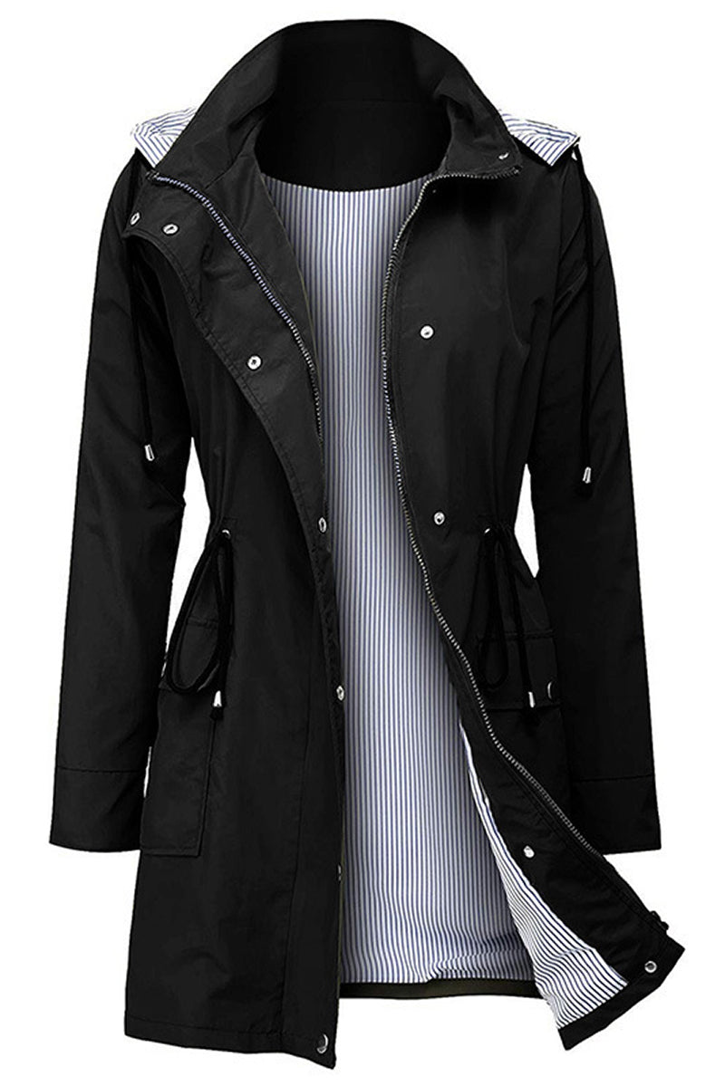 Sofia® | Wasserabweisende, gestreifte Windjacke mit Kapuze und Regenjacke