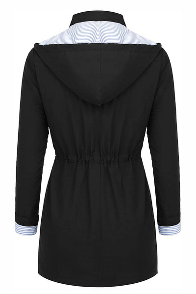 Sofia® | Wasserabweisende, gestreifte Windjacke mit Kapuze und Regenjacke