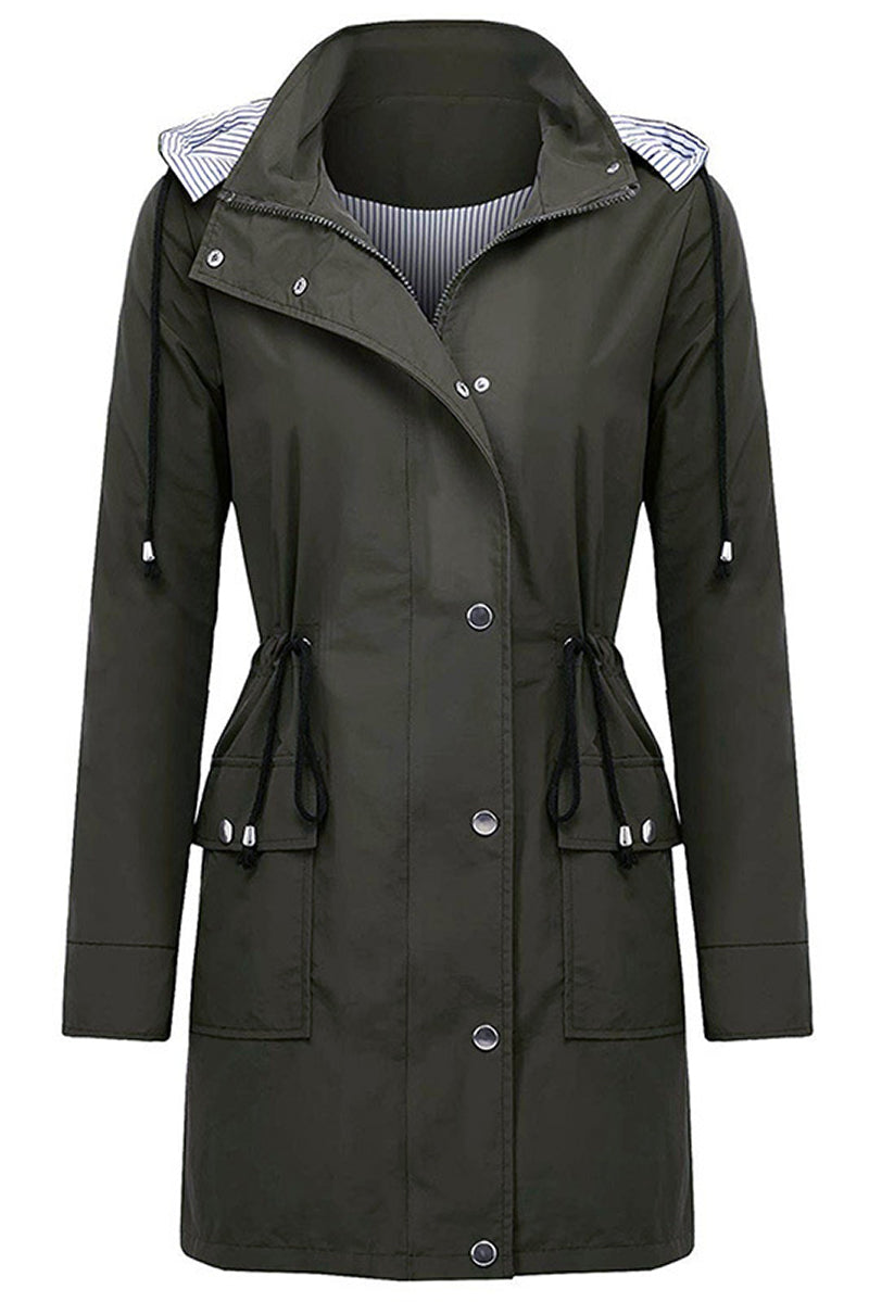 Sofia® | Wasserabweisende, gestreifte Windjacke mit Kapuze und Regenjacke