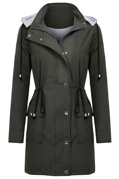 Sofia® | Wasserabweisende, gestreifte Windjacke mit Kapuze und Regenjacke