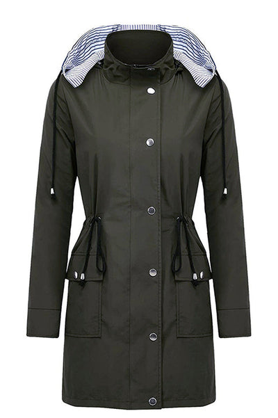 Sofia® | Wasserabweisende, gestreifte Windjacke mit Kapuze und Regenjacke