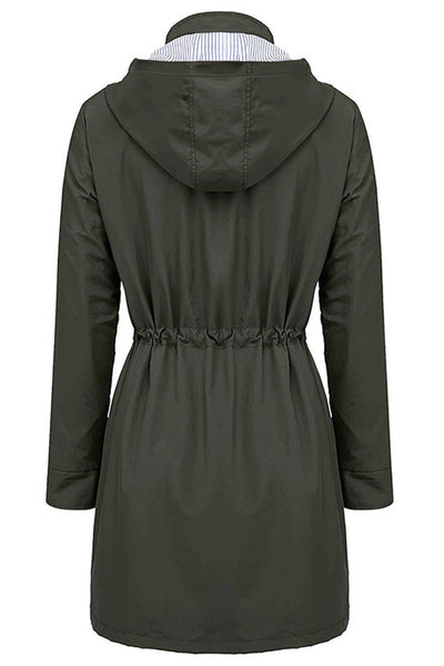 Sofia® | Wasserabweisende, gestreifte Windjacke mit Kapuze und Regenjacke