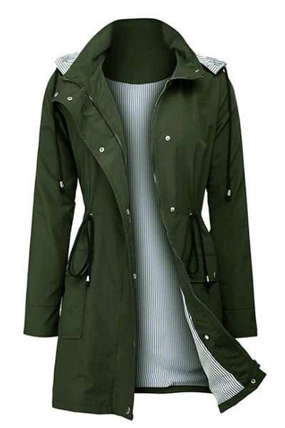 Sofia® | Wasserabweisende, gestreifte Windjacke mit Kapuze und Regenjacke