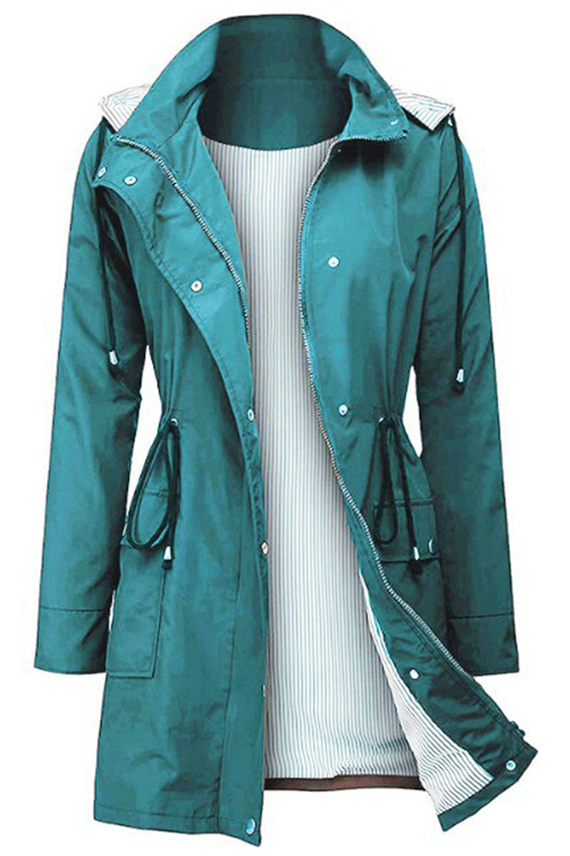Sofia® | Wasserabweisende, gestreifte Windjacke mit Kapuze und Regenjacke