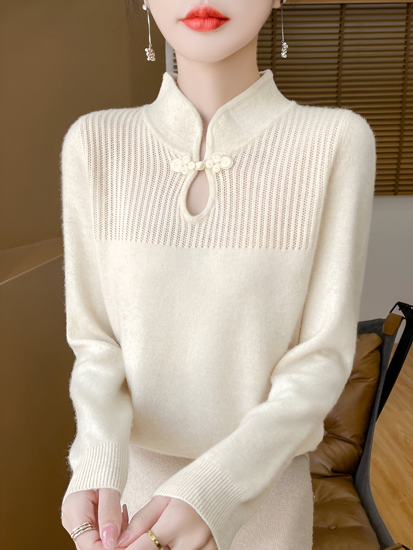 Leven | Eleganter Merino-Wollpullover im chinesischen Stil
