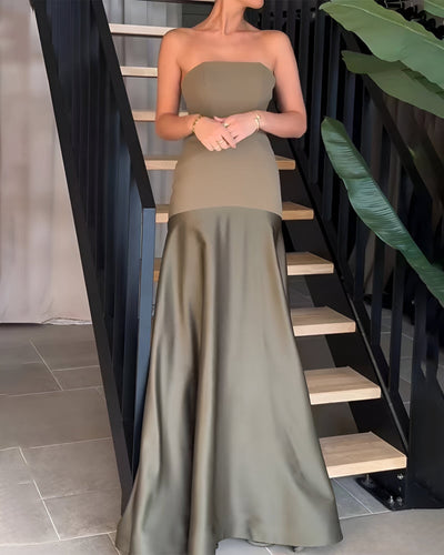 Berenice | Sexy Luxus Patchwork Trägerloses Maxikleid