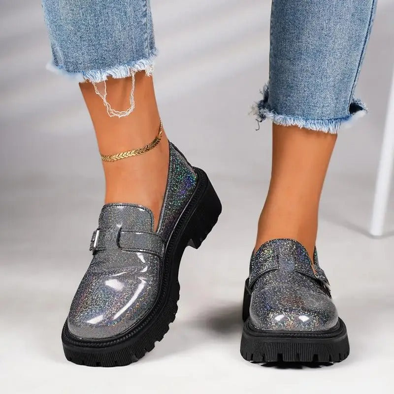 Maxime - Schimmernde Plateau-Loafer für Damen
