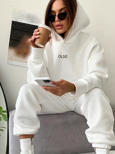 Elsa® | Set aus Kapuzenpullover und Jogginghose mit Buchstaben-Print