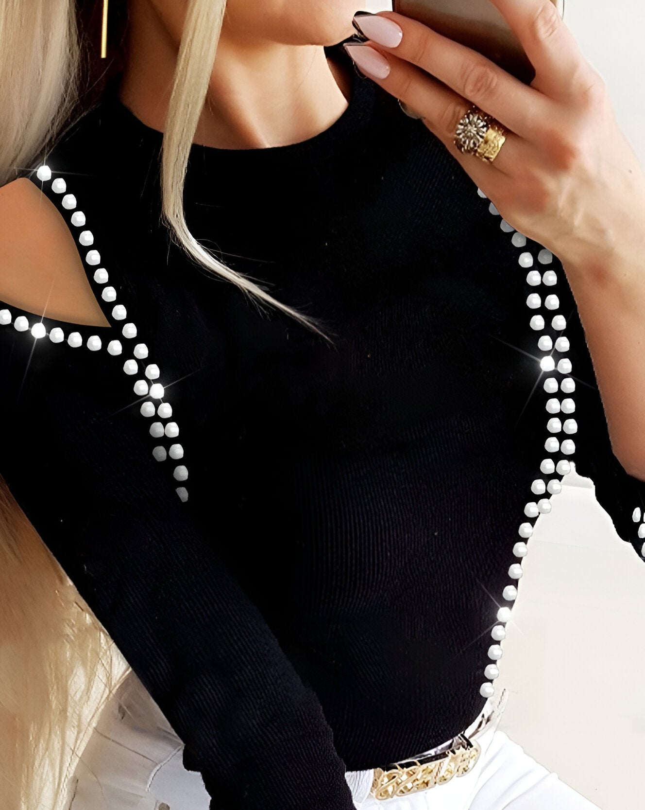 Chantal | Chic & Funkelndes Cold Shoulder T-Shirt