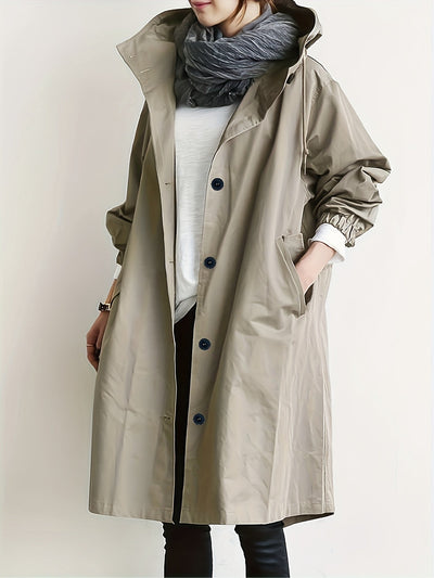 Florencia® | Langärmliger Trenchcoat mit Kordelzug und Kapuze