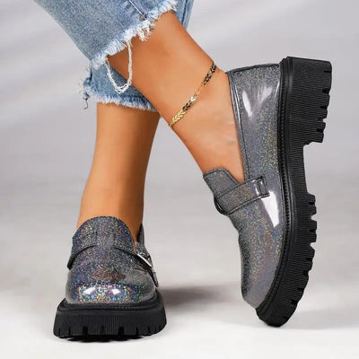 Maxime - Schimmernde Plateau-Loafer für Damen