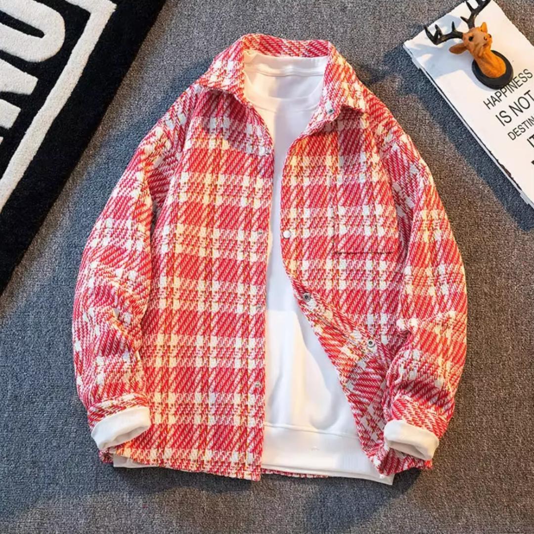 Karierte Strickjacke für Herren
