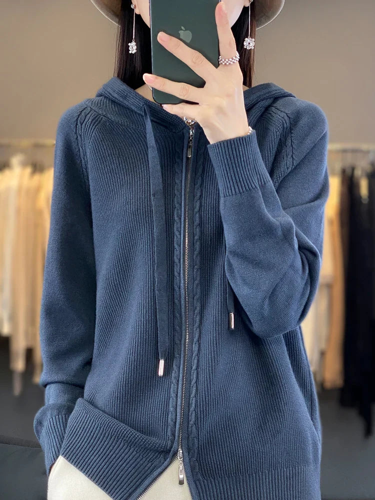 Aleka | Luxuriöser Kapuzen-Cardigan