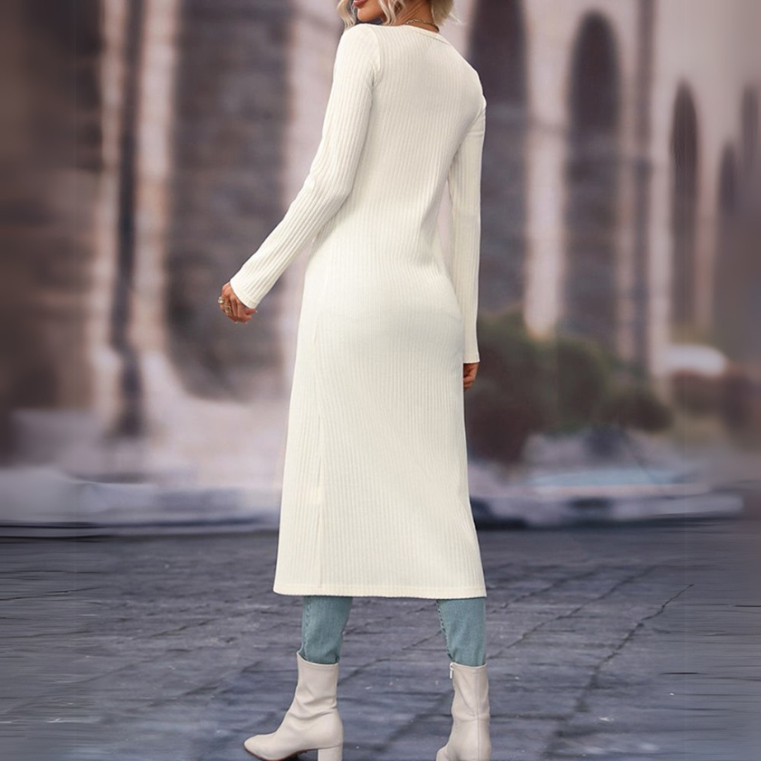 Lange Strickjacke mit Knöpfen für Damen