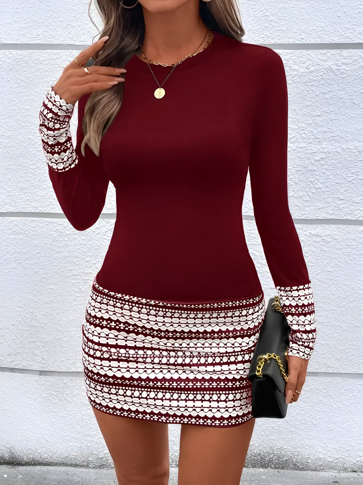 Annalena | Gestreiftes Rundhals Bodycon Mini-Kleid