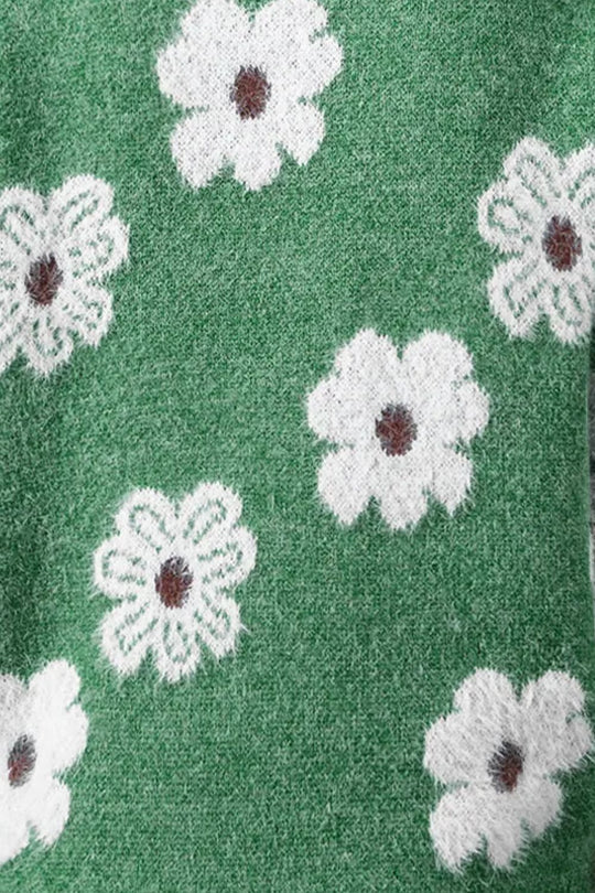 Junia® | Geblümter Pullover mit halbem Reißverschluss