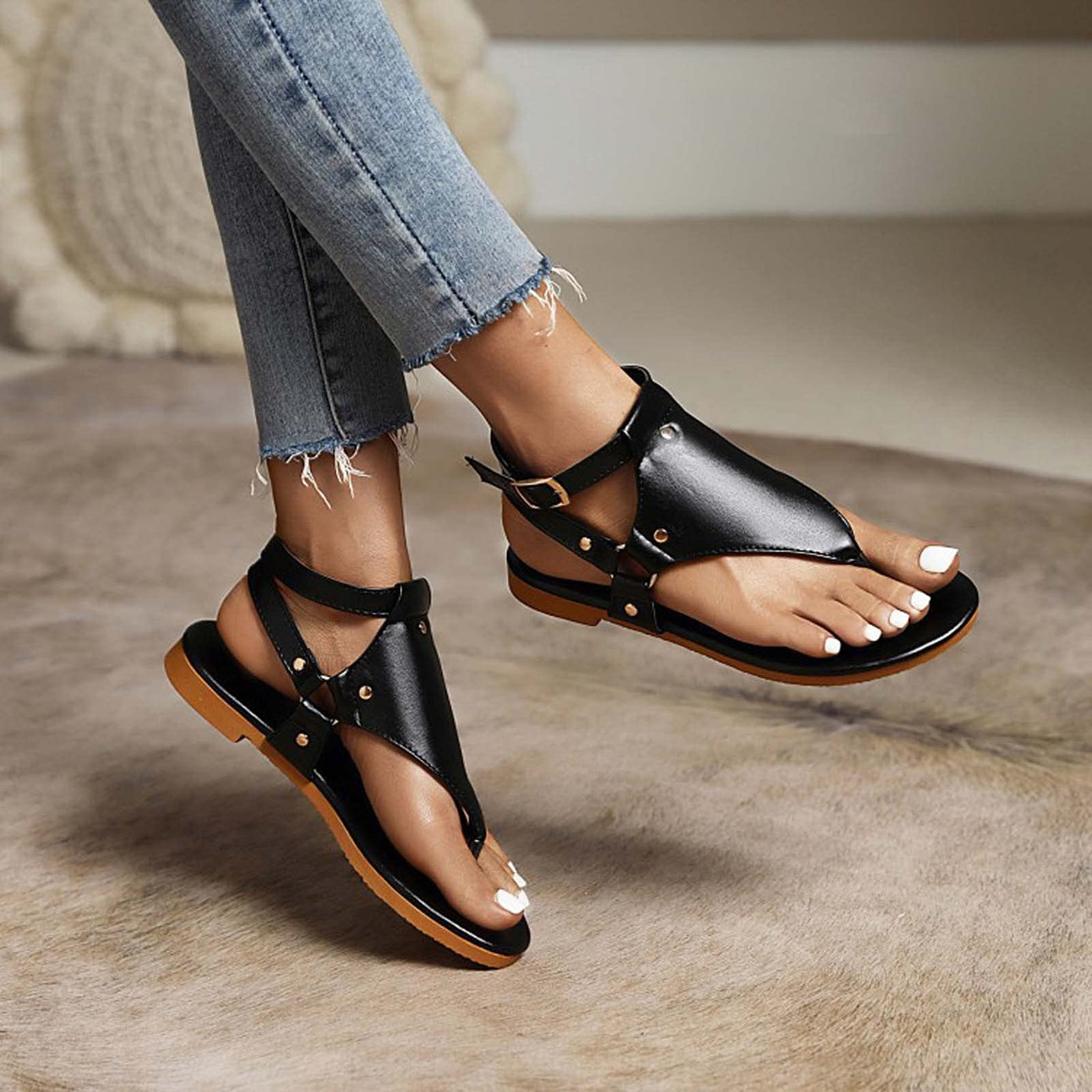 Kate - Damen Trendy Flache Sandalen