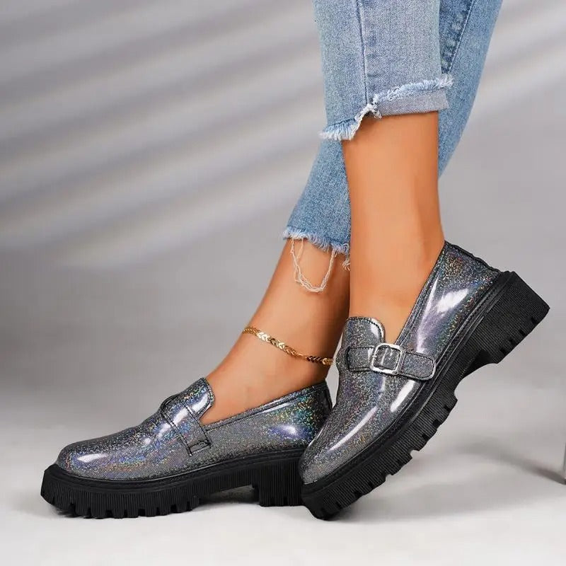 Maxime - Schimmernde Plateau-Loafer für Damen