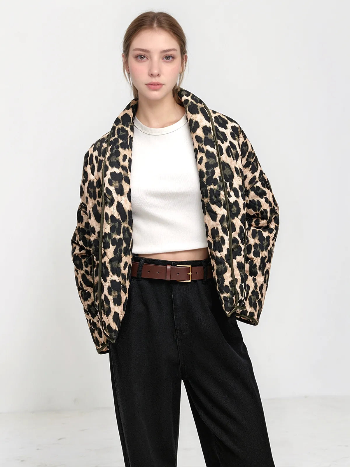 Winterjacke mit Leopardenmuster für Damen