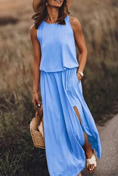 Lina | Fließendes Maxikleid mit Schlitz für mühelose Eleganz